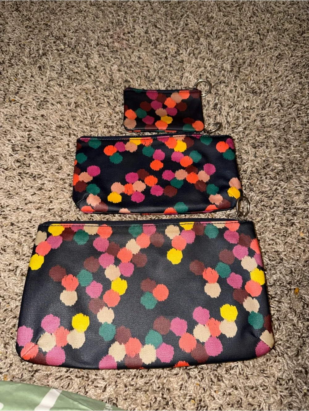 Fossil Black Multi-Color Dot Cosmetic Bag Set